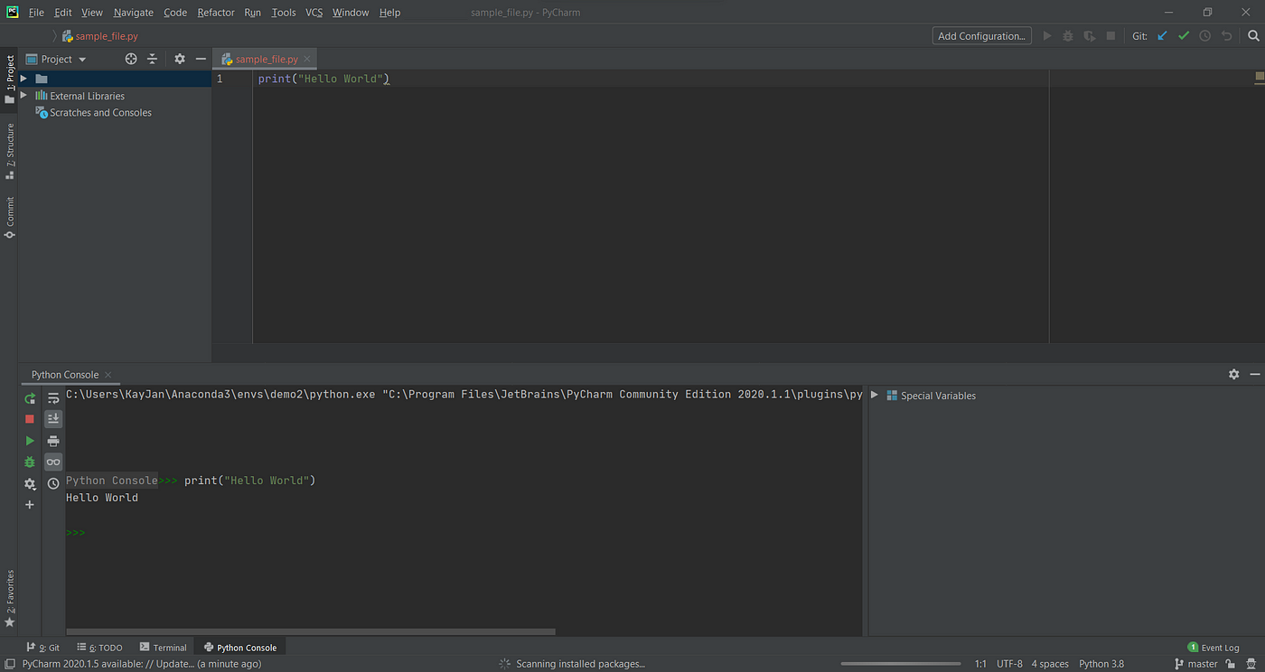 Gambar 12: Menjalankan Python di PyCharm — Gambar oleh penulis