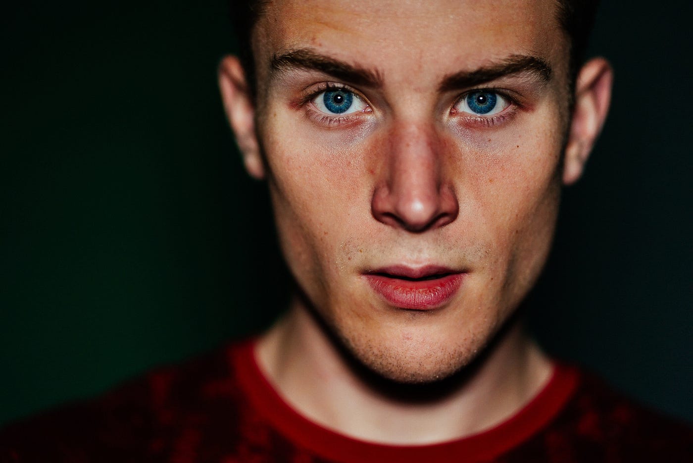 Determined-looking person staring at the camera