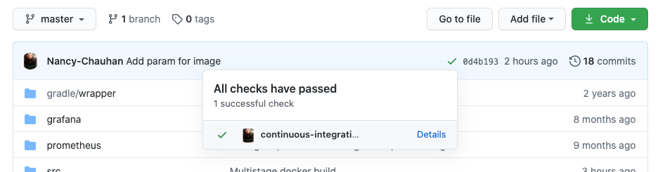 Passing Github status check