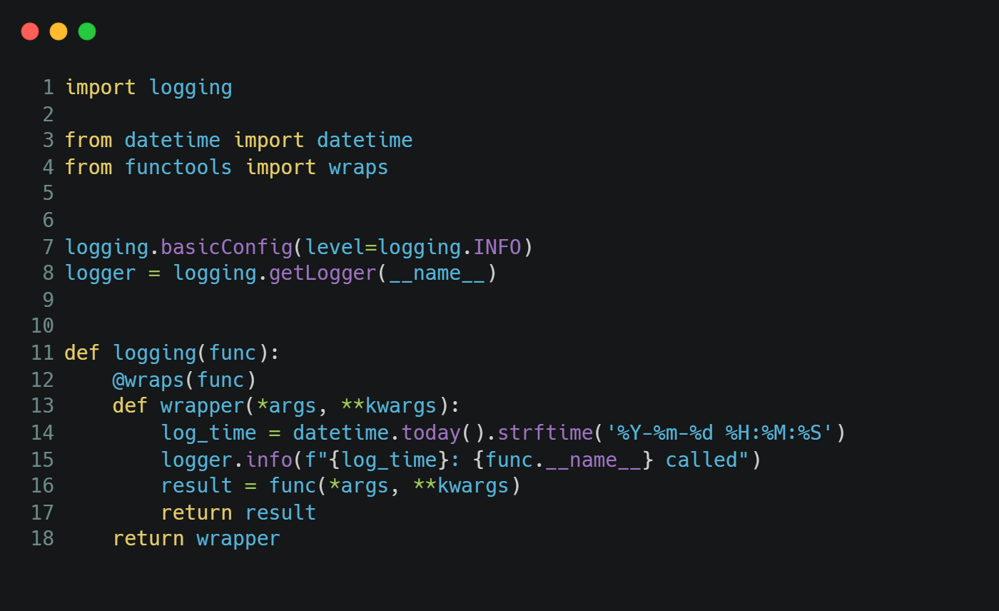 Fig 6: Decorator for logging