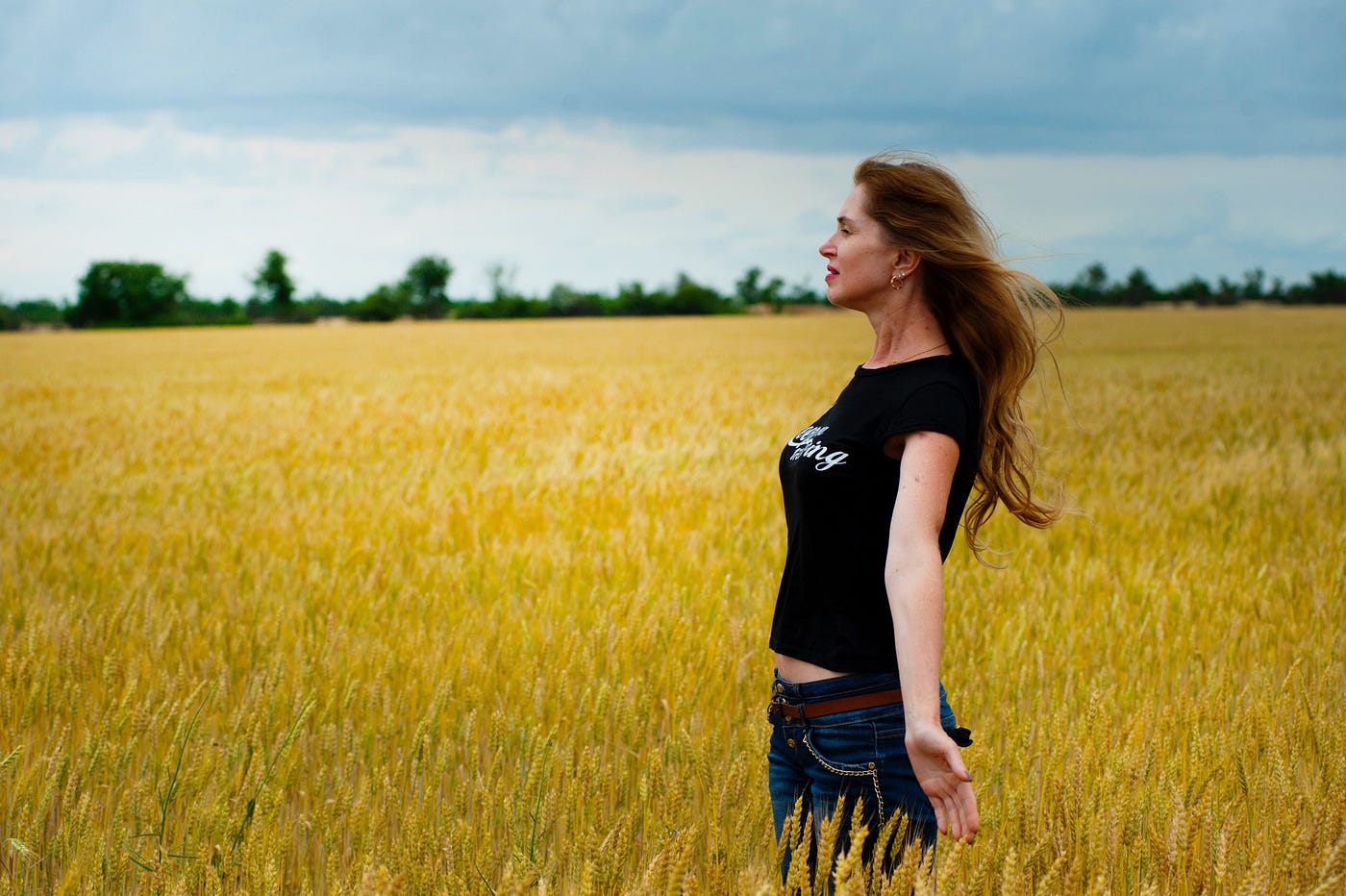 A woman relaxing in the nature.