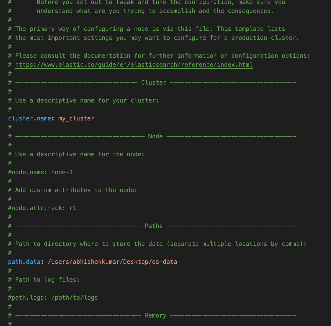elasticsearch yml config