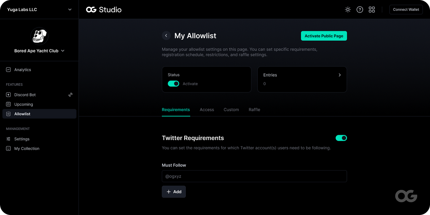 Allowlist Requirements | OG Studio