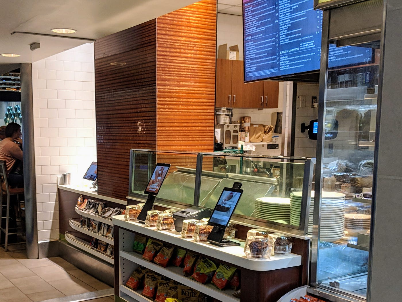 iPads are everywhere in the concourse — including every restaurant, shop, and bar.