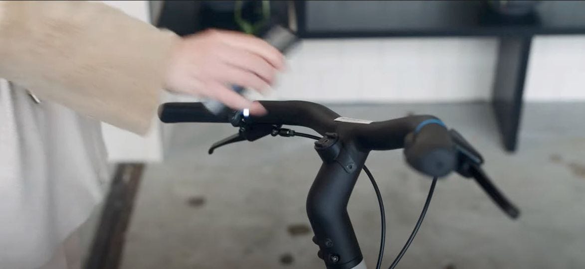 VanMoof prototype with SP Connect phone mouth was featured on YouTube. Source: Facebook