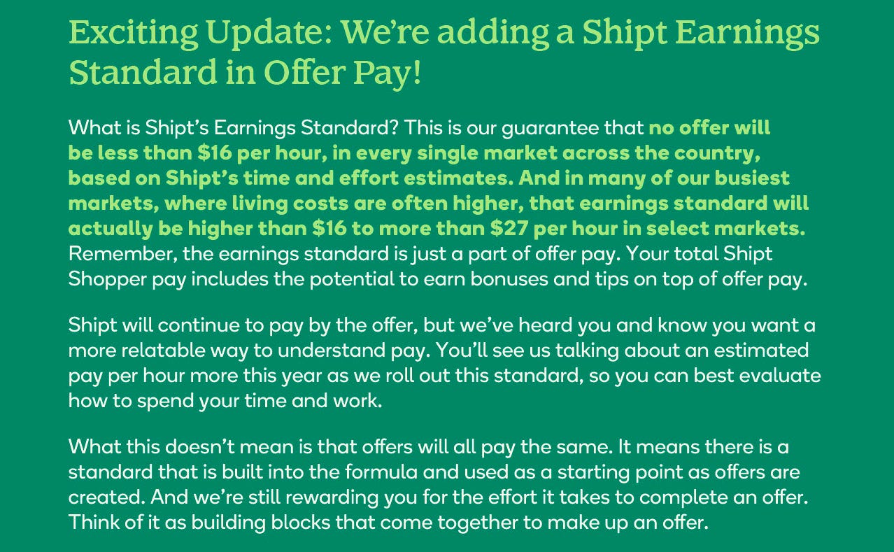 Screenshot of Email Update from Shipt