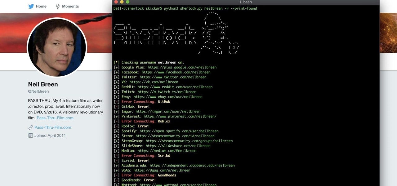 How to Hunt Down Social Media Accounts by Usernames with Sherlock | by Null  Byte | Medium