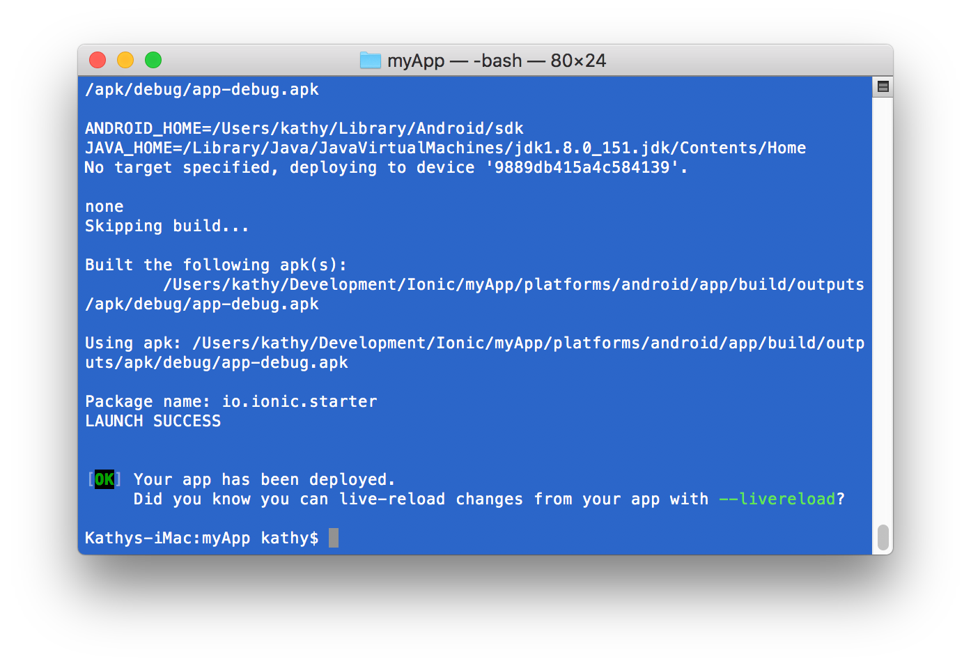 ionic samsung android emulator for mac