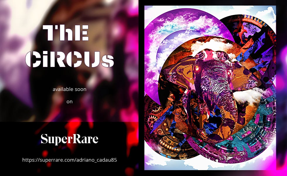 this is the circus promo image for launching the drop on superrare.