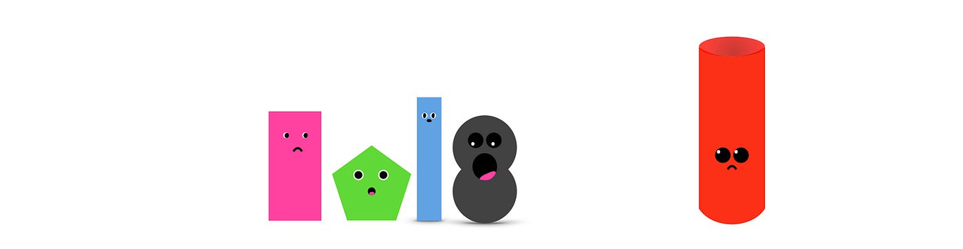 Four 2d character looking nervous and a little overworked, stood close to but slightly apart from a 3d bad boss character.