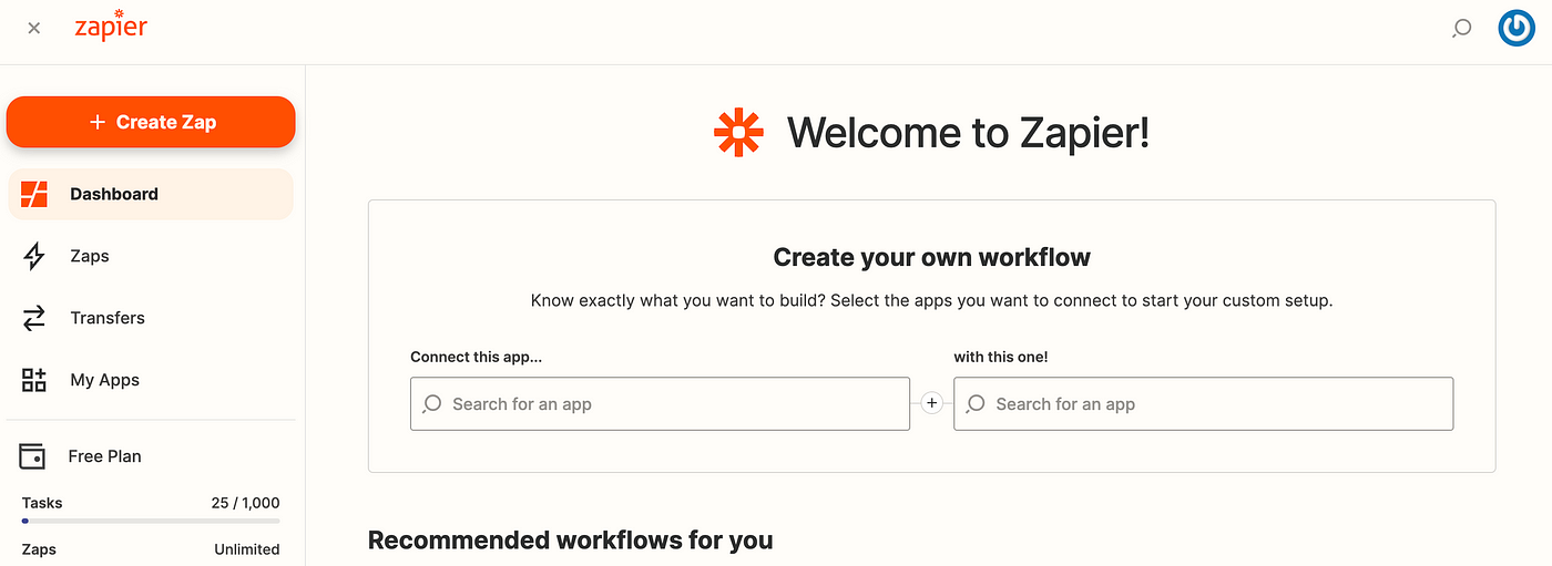 Create your first Zap