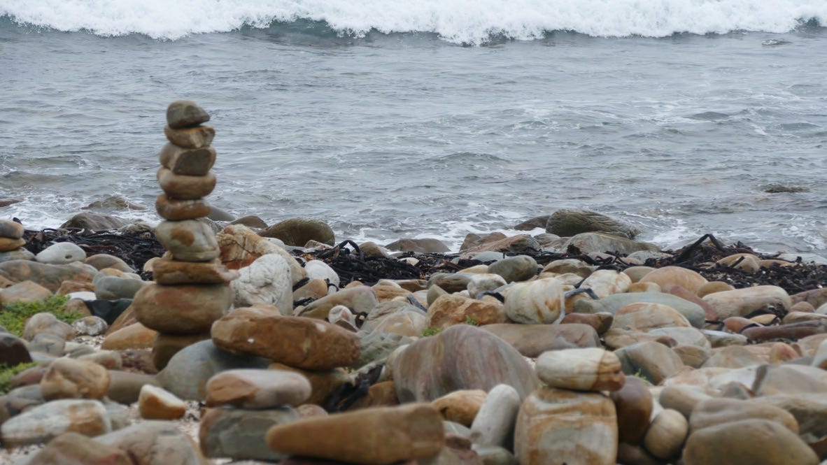 Rockpiling formations at the ocean