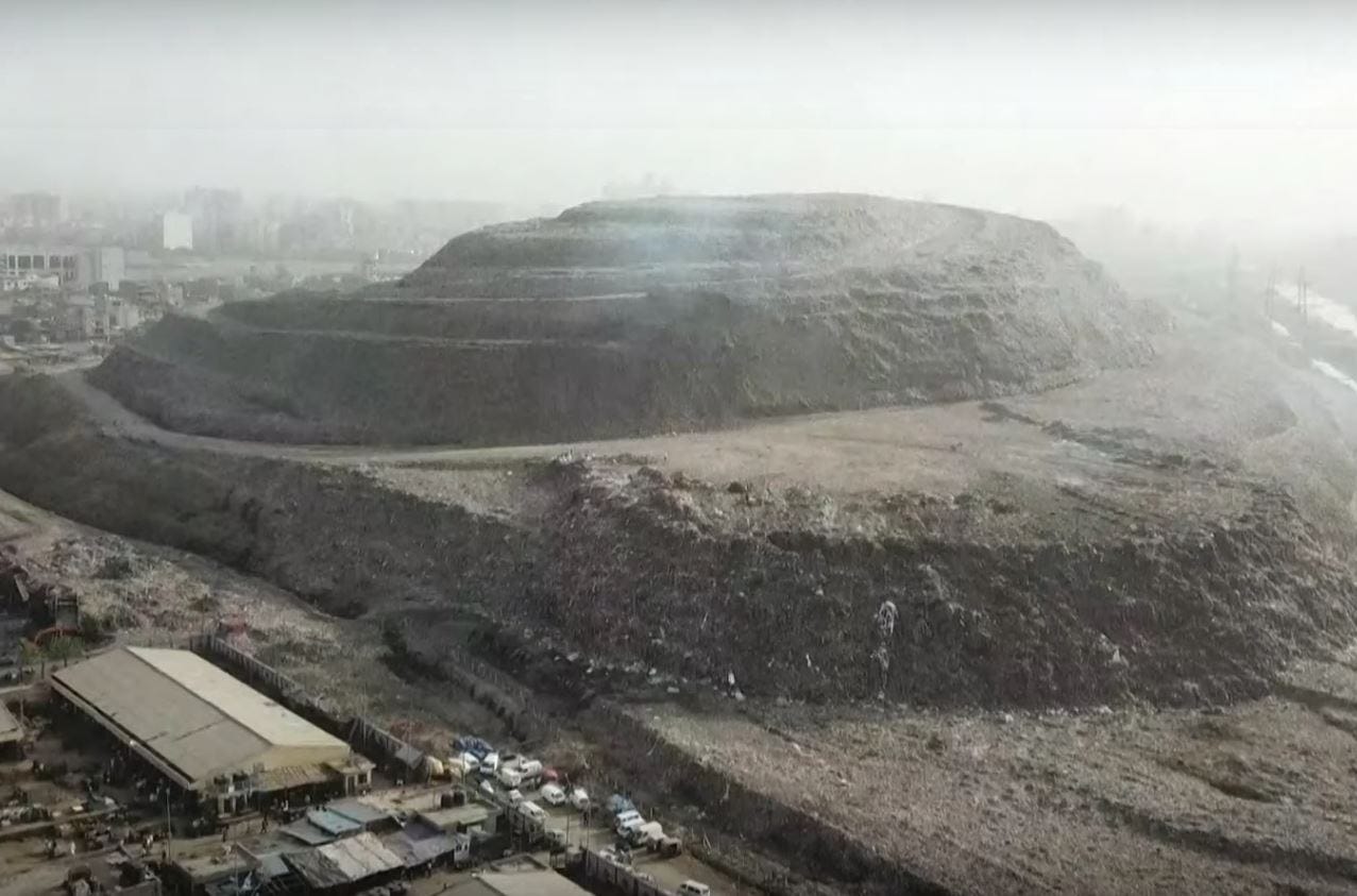 Garbage mountain, New Delhi, India