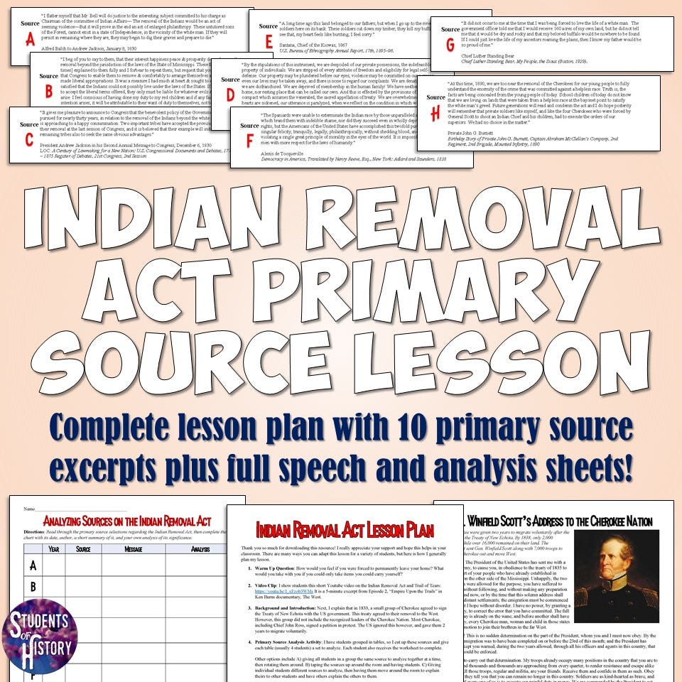 Indian Removal Act & Trail of Tears Lesson  by Students of With Trail Of Tears Worksheet