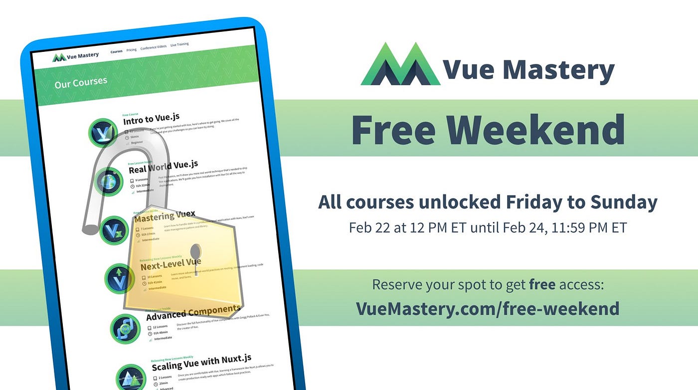 Free Weekend of Vue Mastery Courses | by Gregg Pollack | Vue Mastery |  Medium