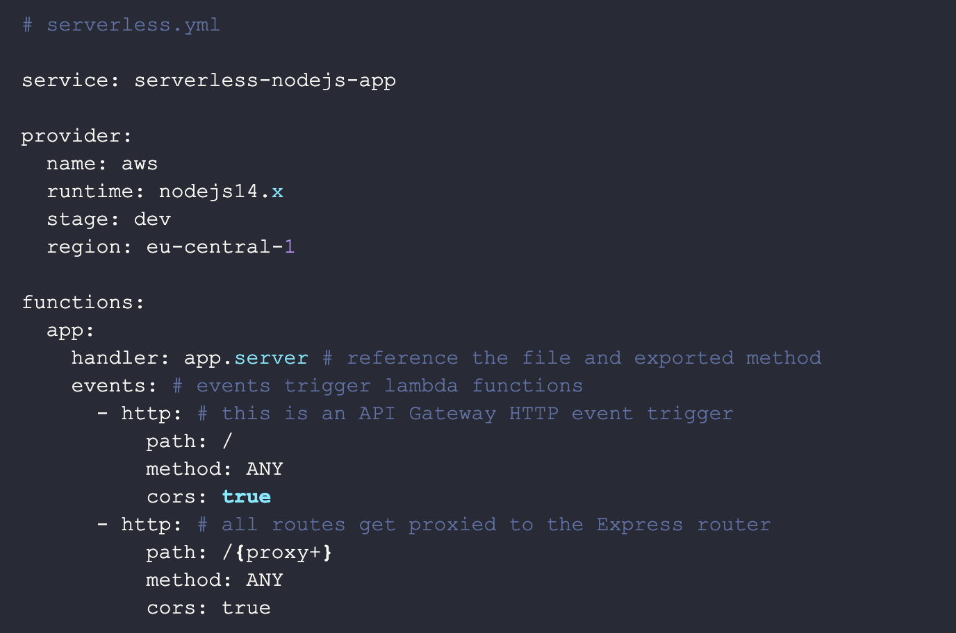 npm serverless override lambda function