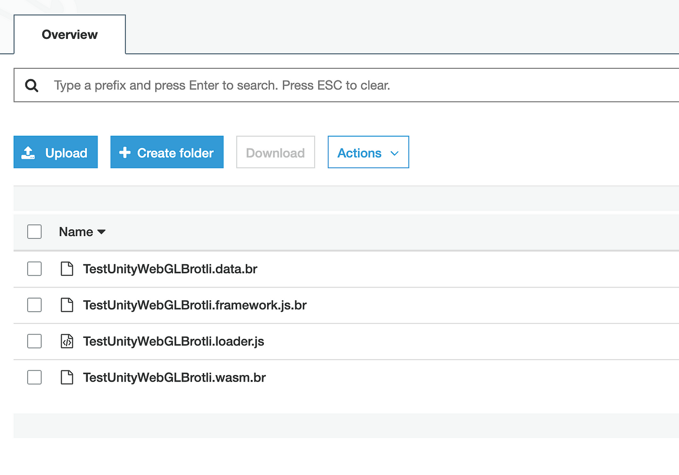 Build folder in Amazon S3 bucket