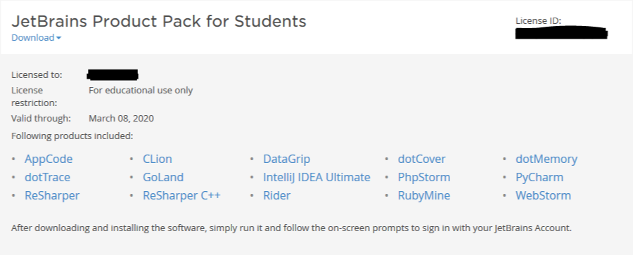 webstorm student license account