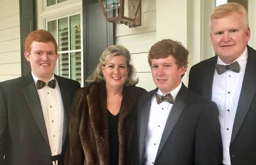 The Murdaugh family at their home in South Carolina. Buster, mother Margaret, Paul, and father Alex Murdaugh. Photo courtesy of People.