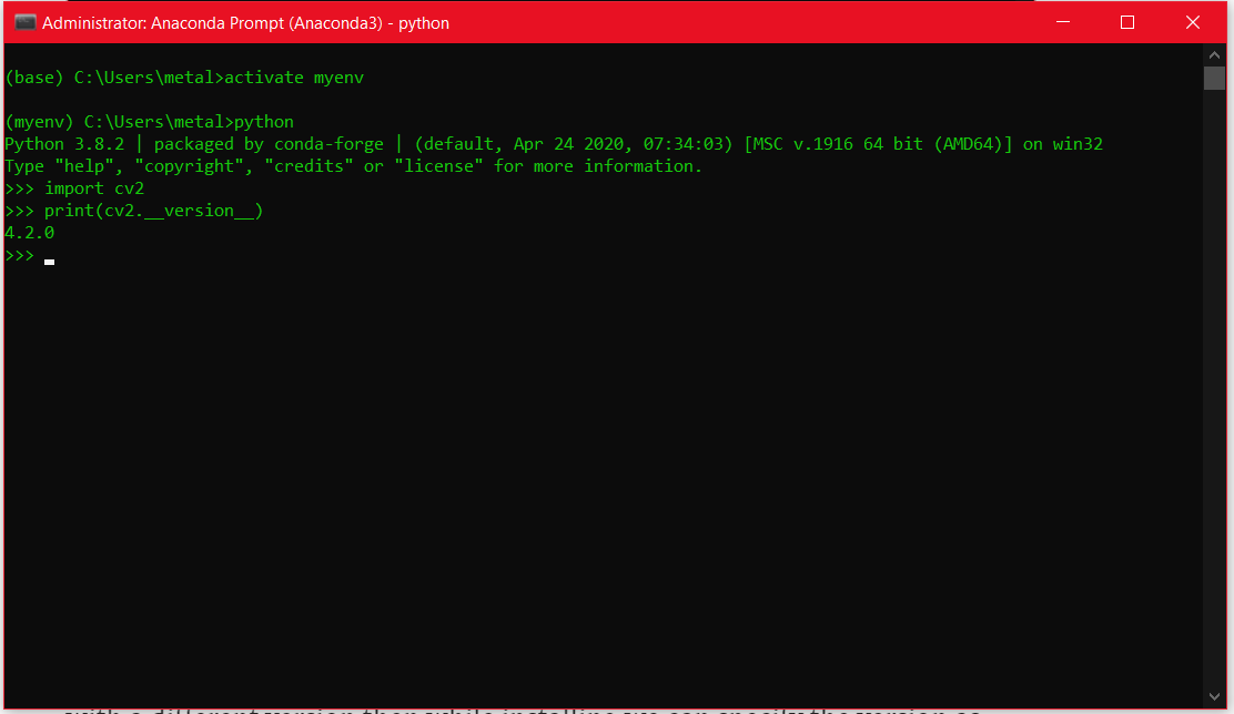 conda install opencv forge