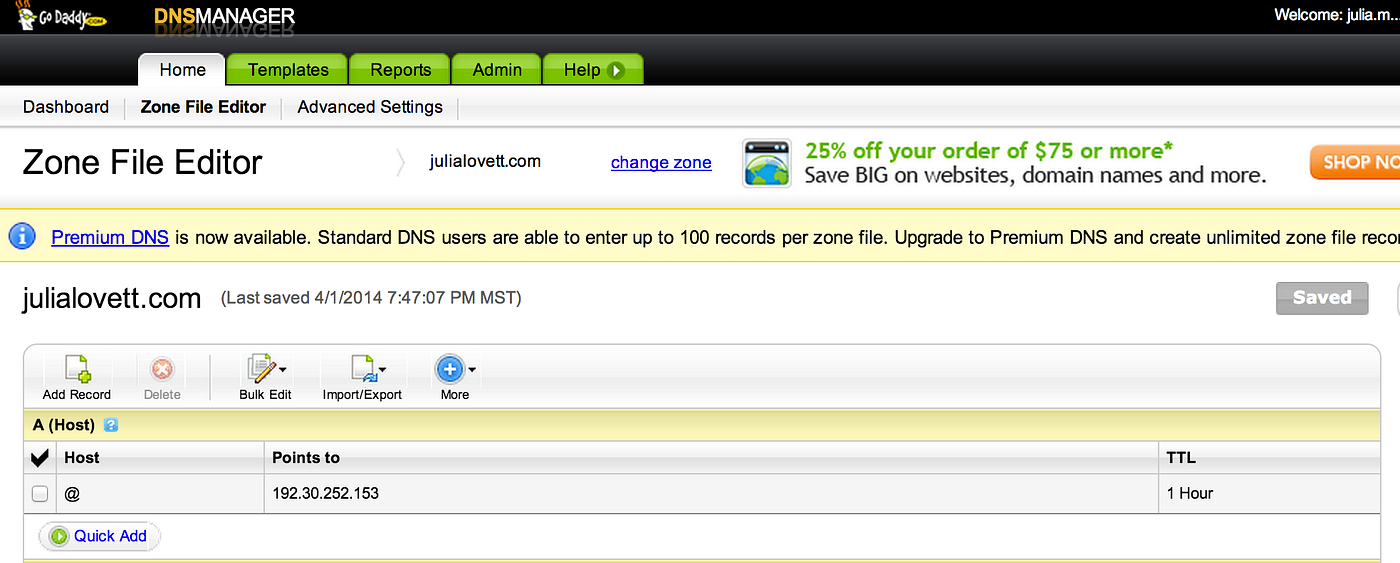 GitHub Pages + GoDaddy. Setting the DNS for GitHub Pages on… by Julia