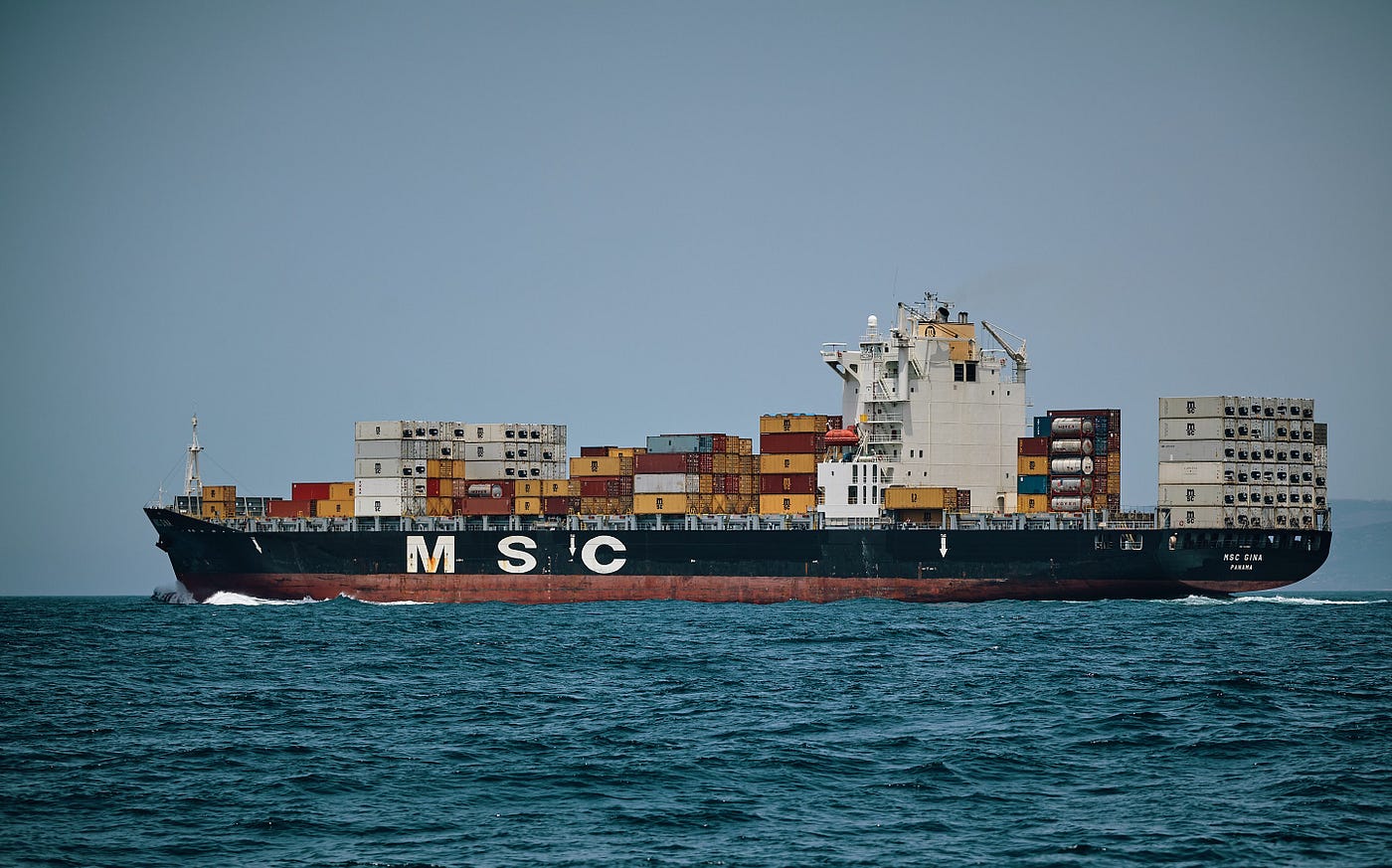 A container ship carrying containers