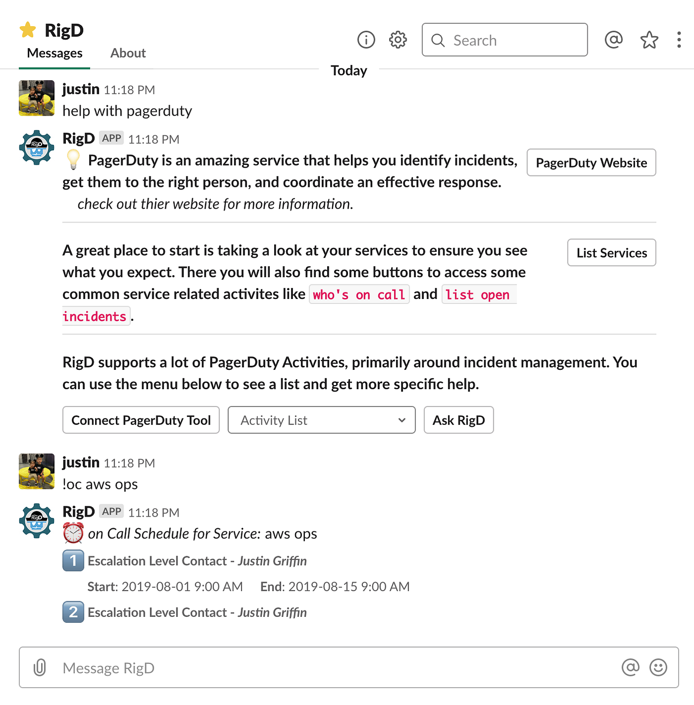 Dude, I’m Not On Call!. PagerDuty On Call Info in Slack by Justin