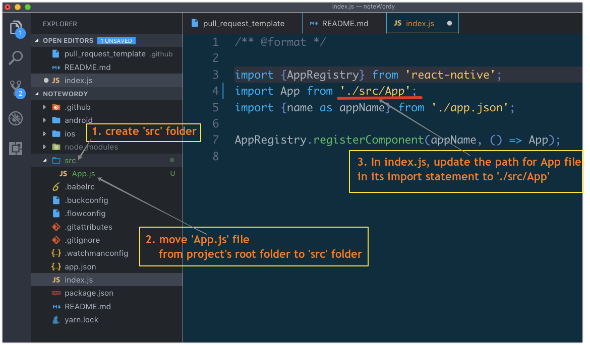 Refactor folder structure - add 𝚜𝚛𝚌 folder | by Bharat Tiwari |  Fullstack with React-Native, AWS Serverless and Google oAuth2 Sign-In |  Medium