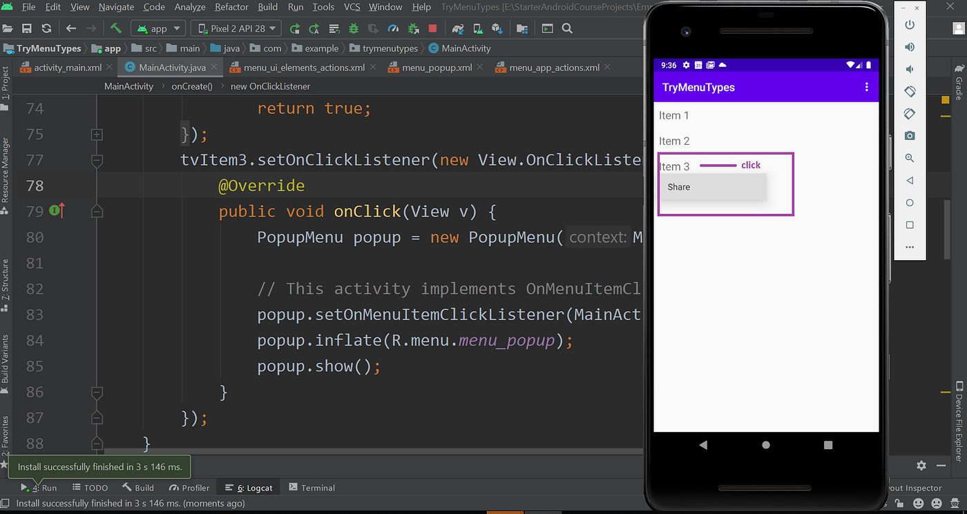 Menu Types in Android with Tutorial | by Nourhan Gehad Abdelkareim | Medium