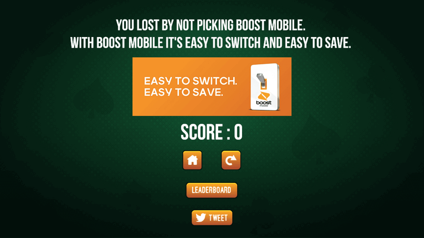HTML5 Card Game For Boost Mobile. Boost Mobile is an awardwinning