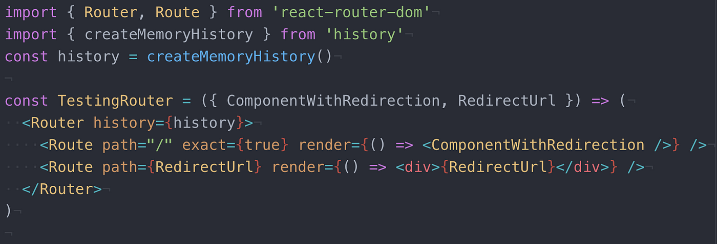 How to test <Redirect> from `react-router` with RTL (React Test Library)  and JEST | by Ilya Zykin | Medium