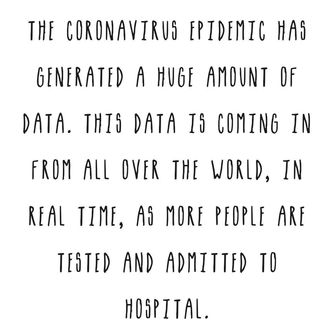 The coronavirus epidemic has generated a huge amount of data. This data is coming in from all over the world, in real time.