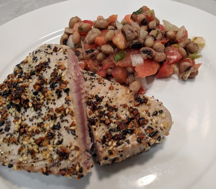 Sesame Crusted Ahi Tuna Steaks. Trader Joe’s prides itself on its fish… by Eat At Trader Joe’s