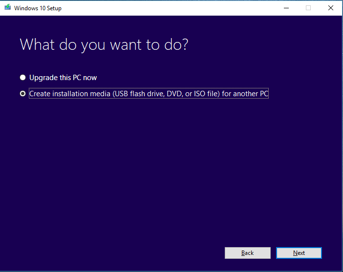 Installer windows 10 via usb