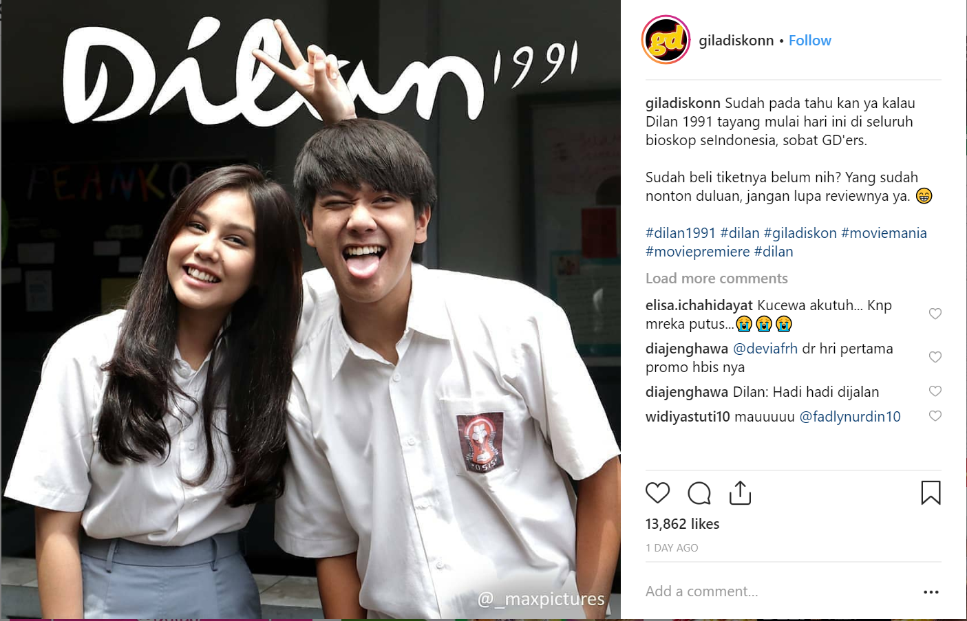 Mayoritas Tiket Tayang Perdana Dilan 1991 Di Bandung Ludes