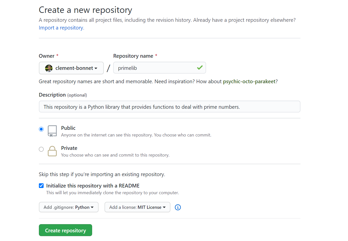 Create a new repository on GitHub