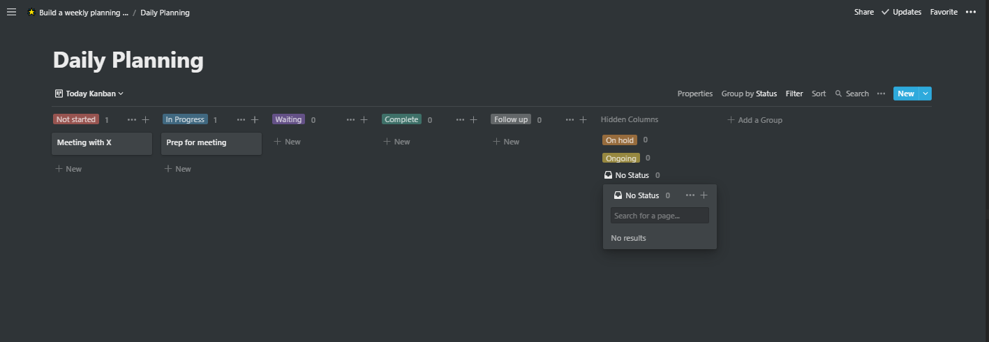 Weekly Kanban (L) and Today Kanban (R) view