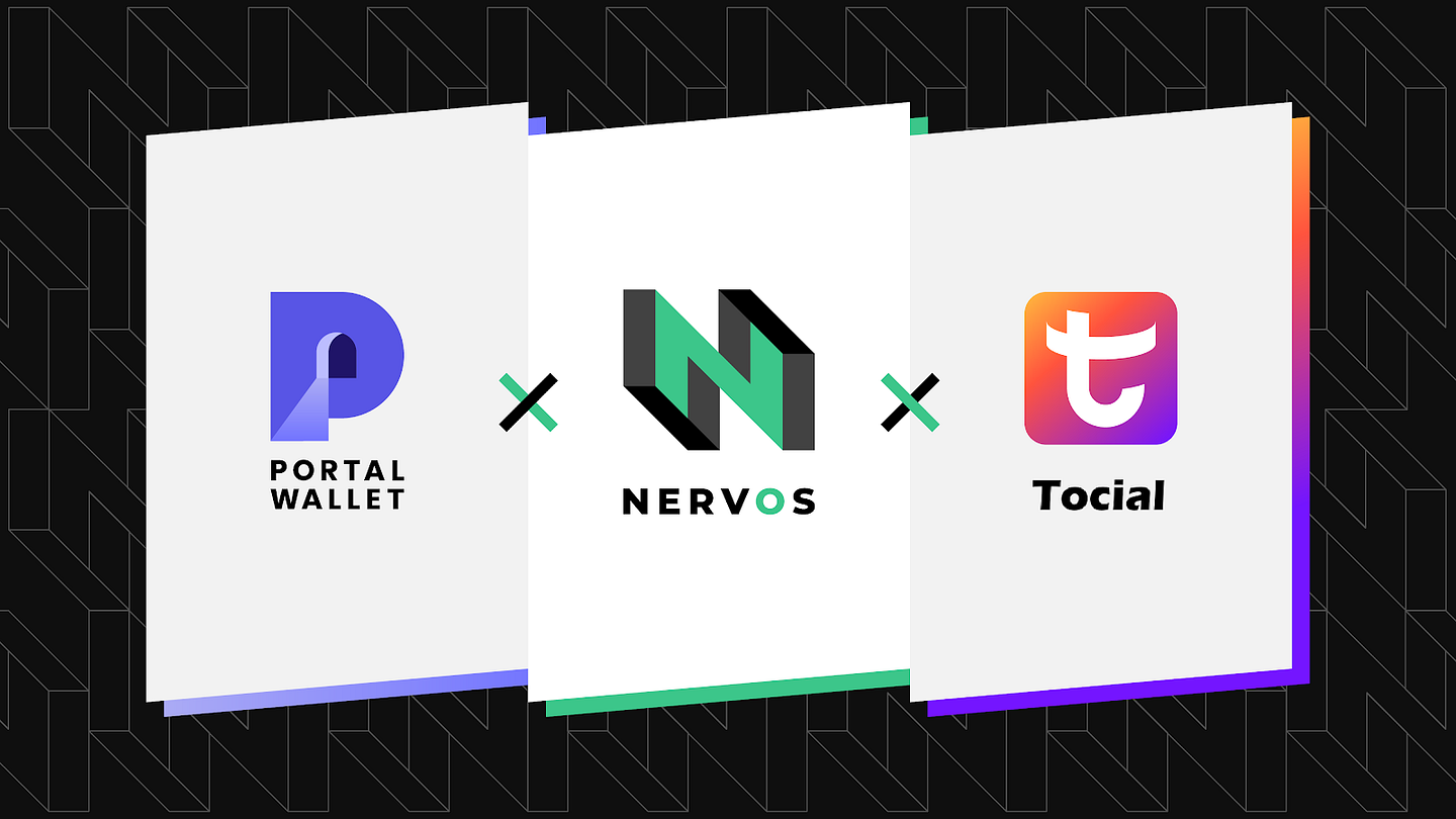 Logotipos de Portal Wallet, Tocial y Nervos