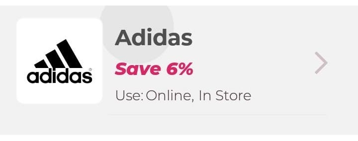Ripple Effect on Android over a card saying “Adidas: Save 6%” with an image