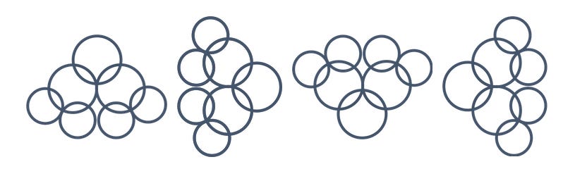 Nested circles in sociocracy make a "circular hierarchy" with each circle having its own domain, but connected to all the other circles through double links.