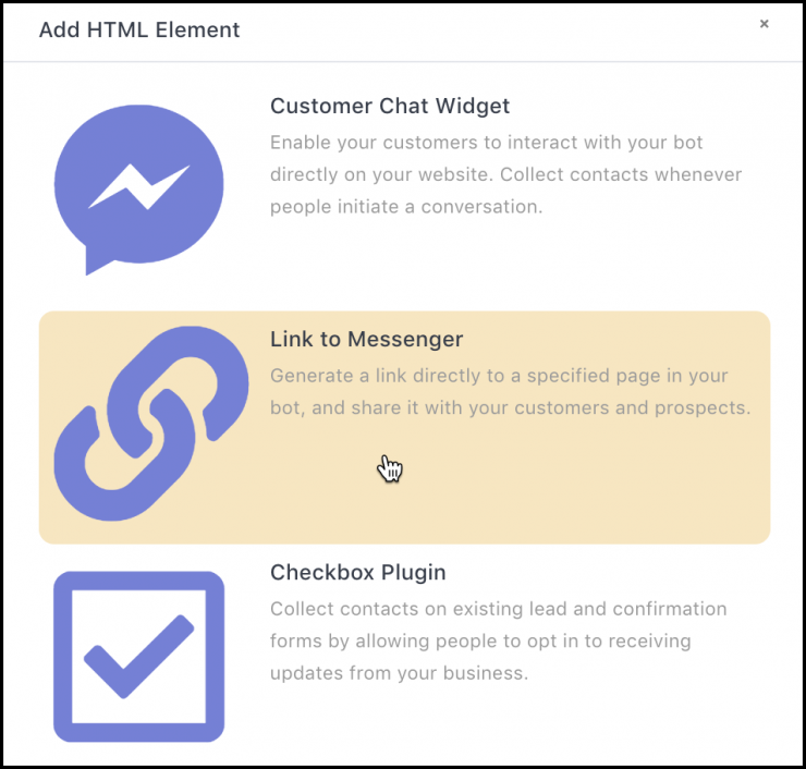 how to link facebook messenger to website