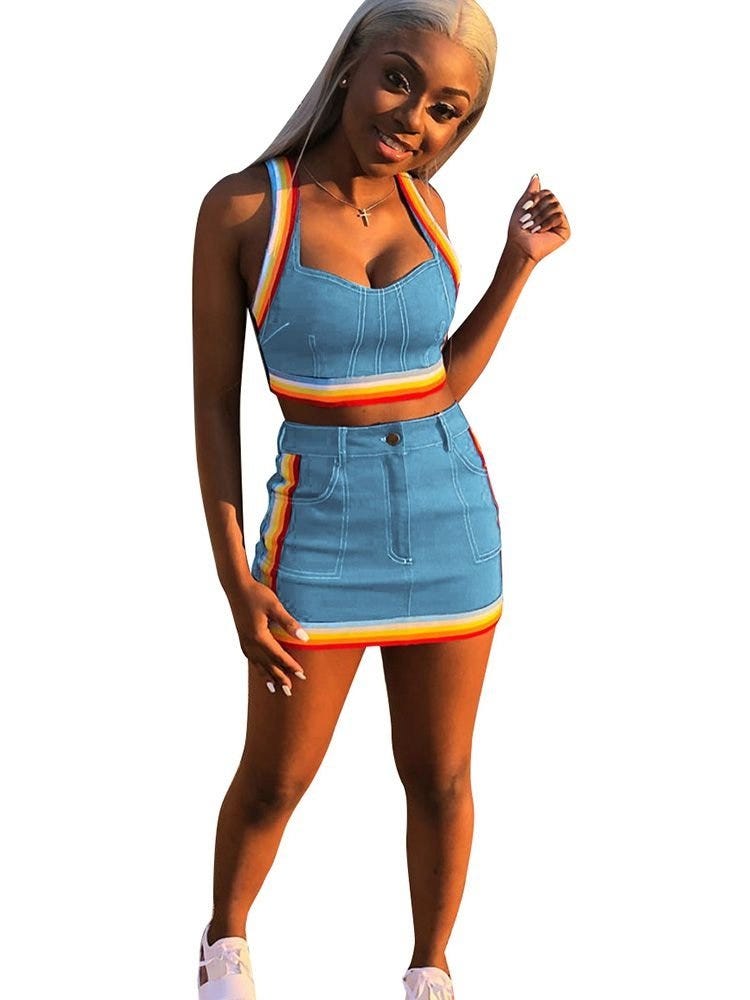 bright orange denim skirt