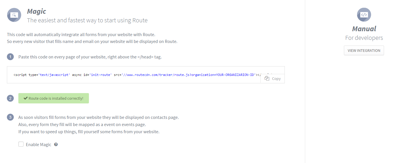 Route Tracking Setup Magic