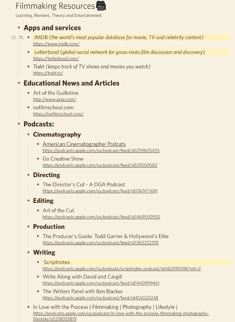 A Complete List of Filmmaking Resources🎥 | by Bernardo Perez ...