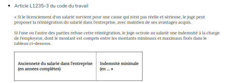 Article L1235-3 du code du travail