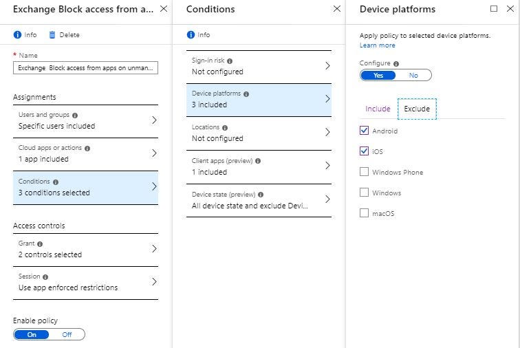 Conditional Access app enforced restrictions. Compliance with Hybrid