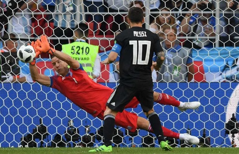 Lionel Messi taking a penalty kick