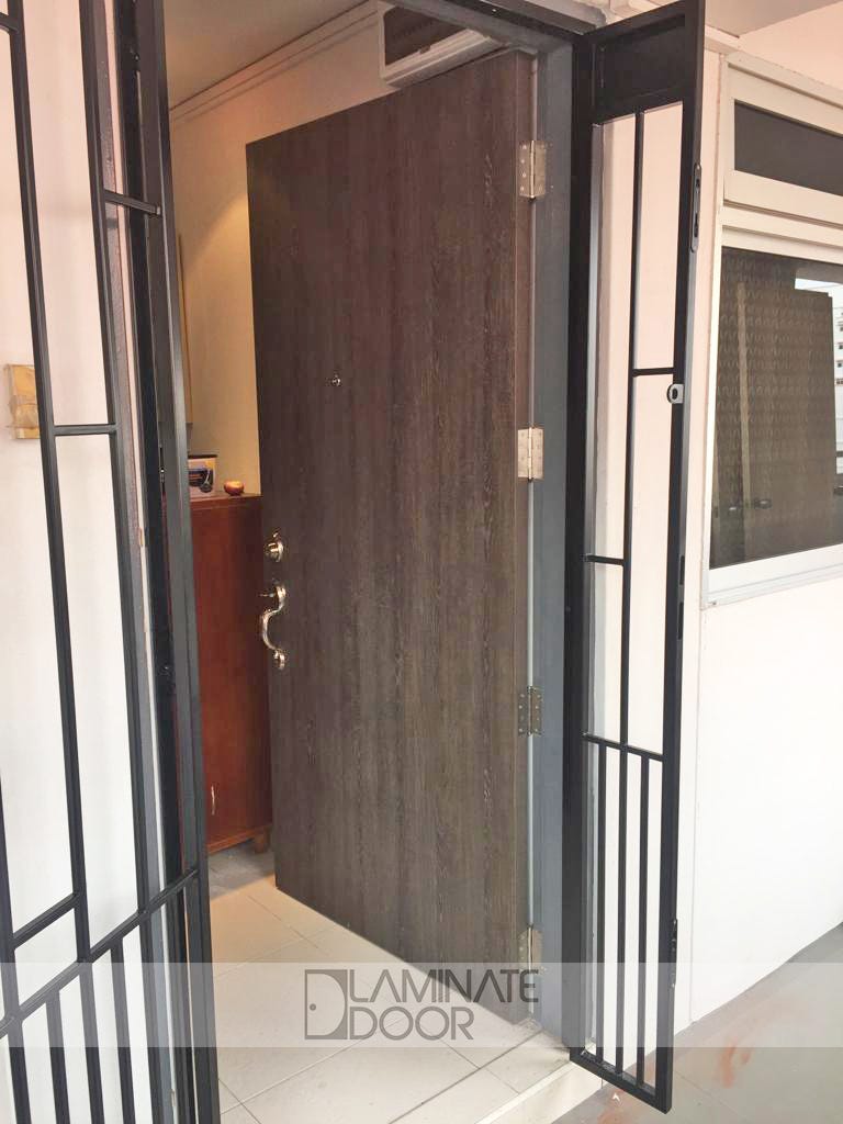 Laminate Fire Rated Main Door With Design Mild Steel Gate Install For Hdb By Angelina Cy Medium