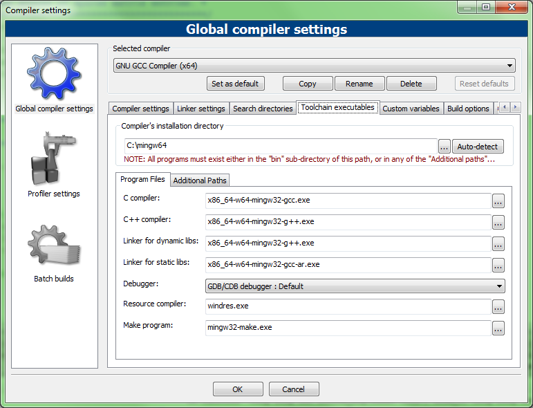 gnu gcc compiler for code blocks 13.12