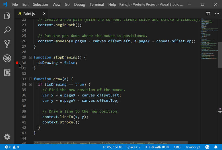 visual studio code javascript browser